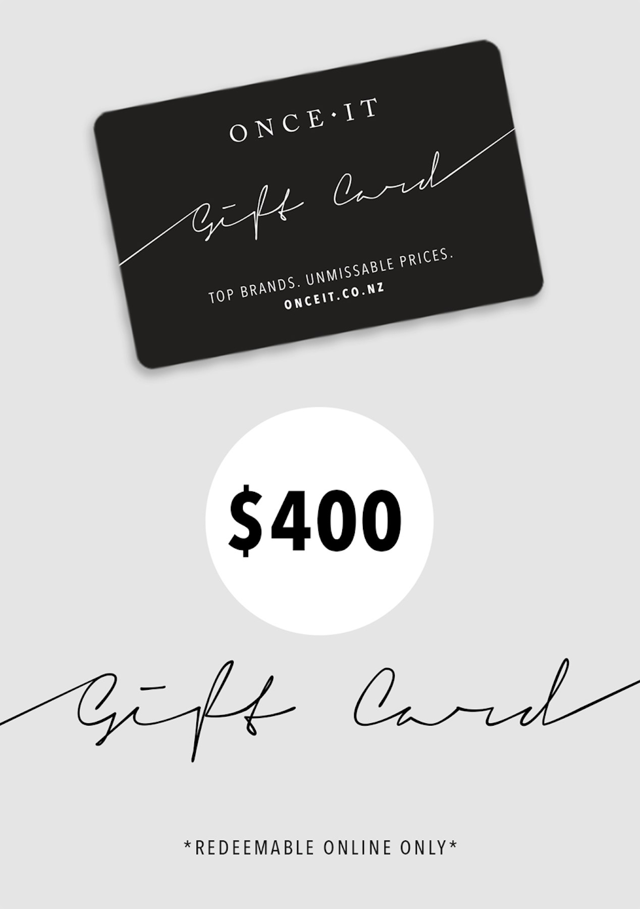 Onceit $400 Physical Gift Card