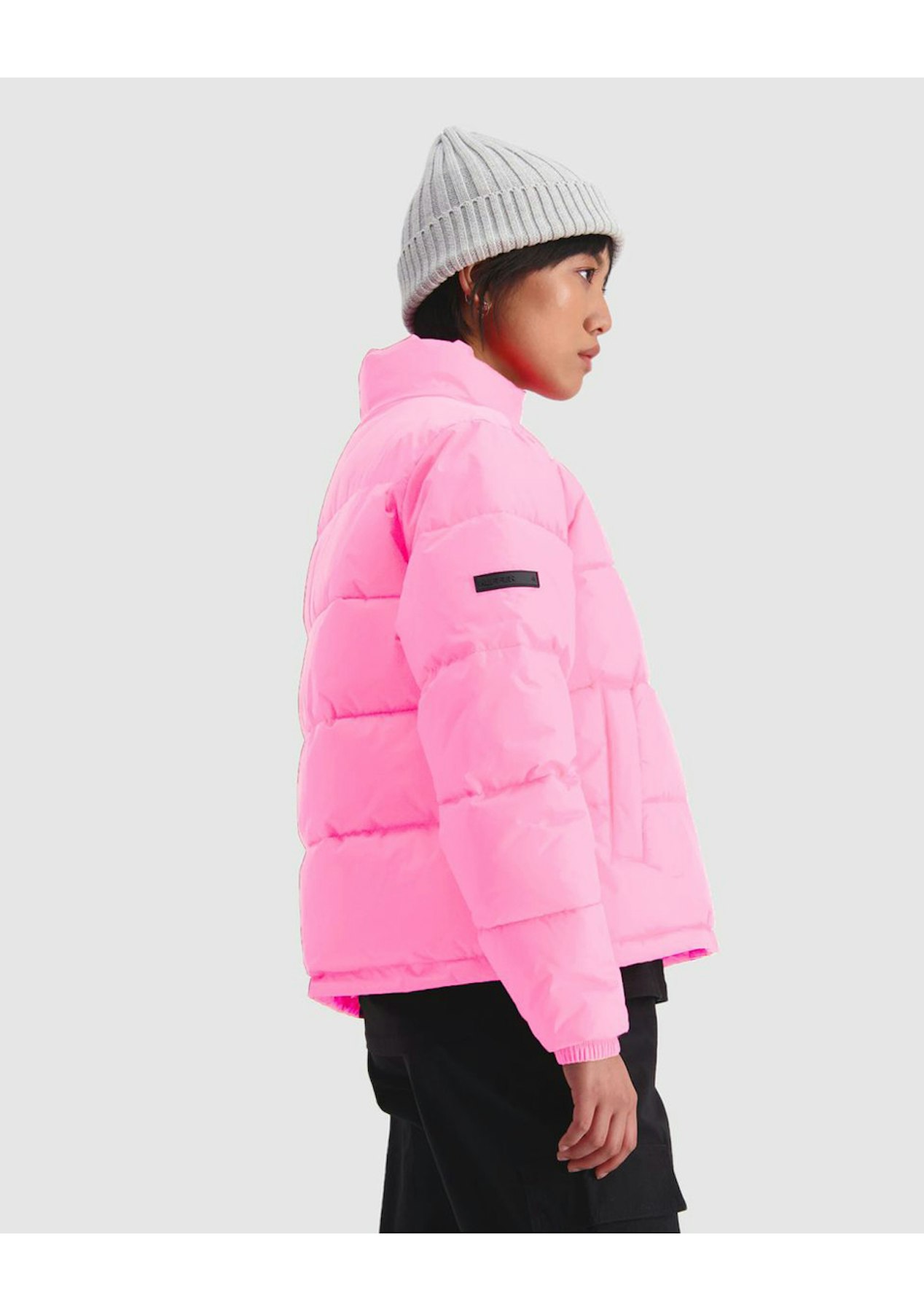 Huffer - Womens Track Puffer Jacket - Fluro Pink - Onceit