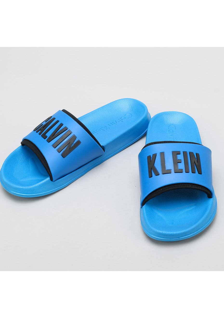 blue calvin klein slides