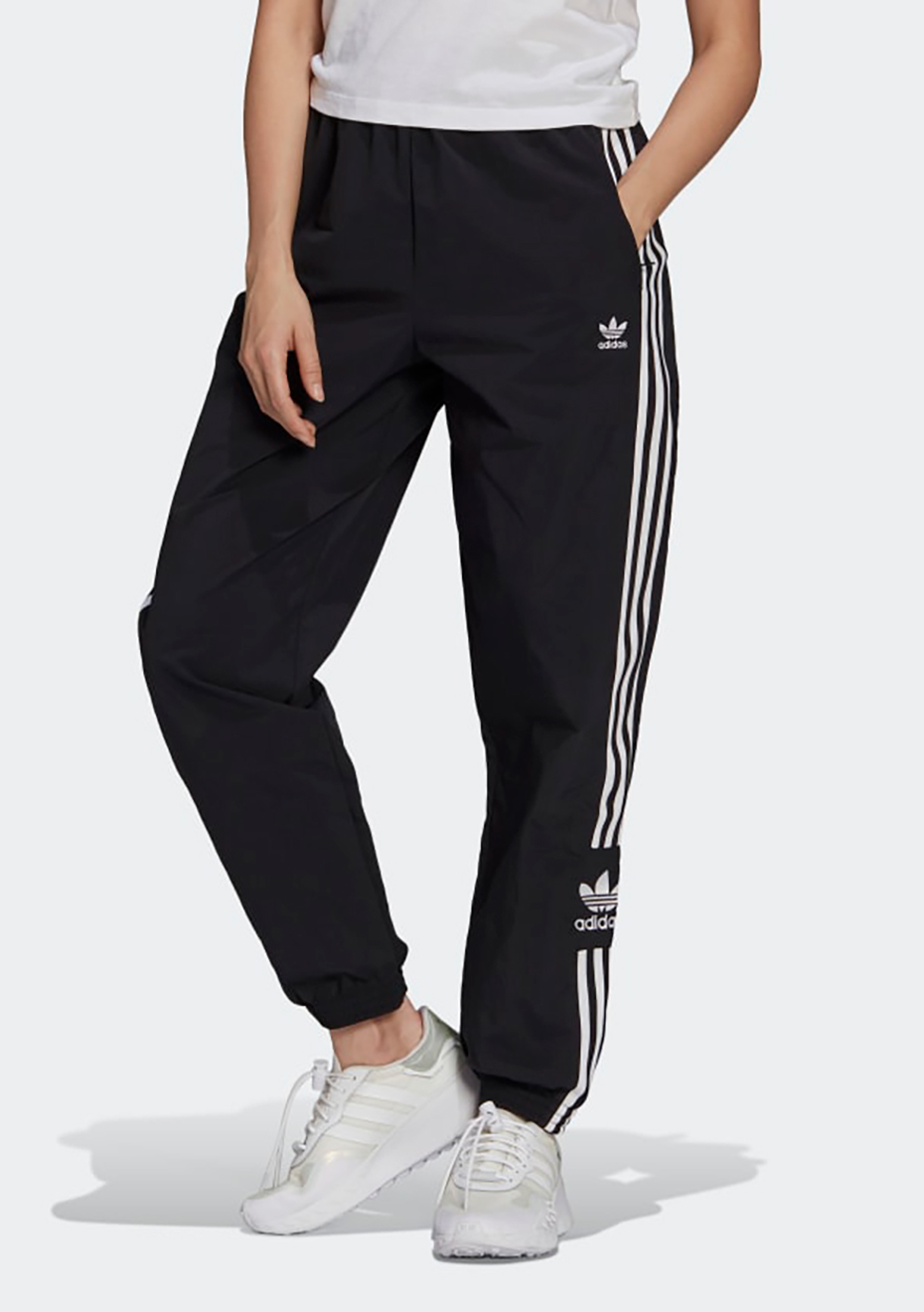 Adidas originals adicolor locked up best sale logo track pants in black