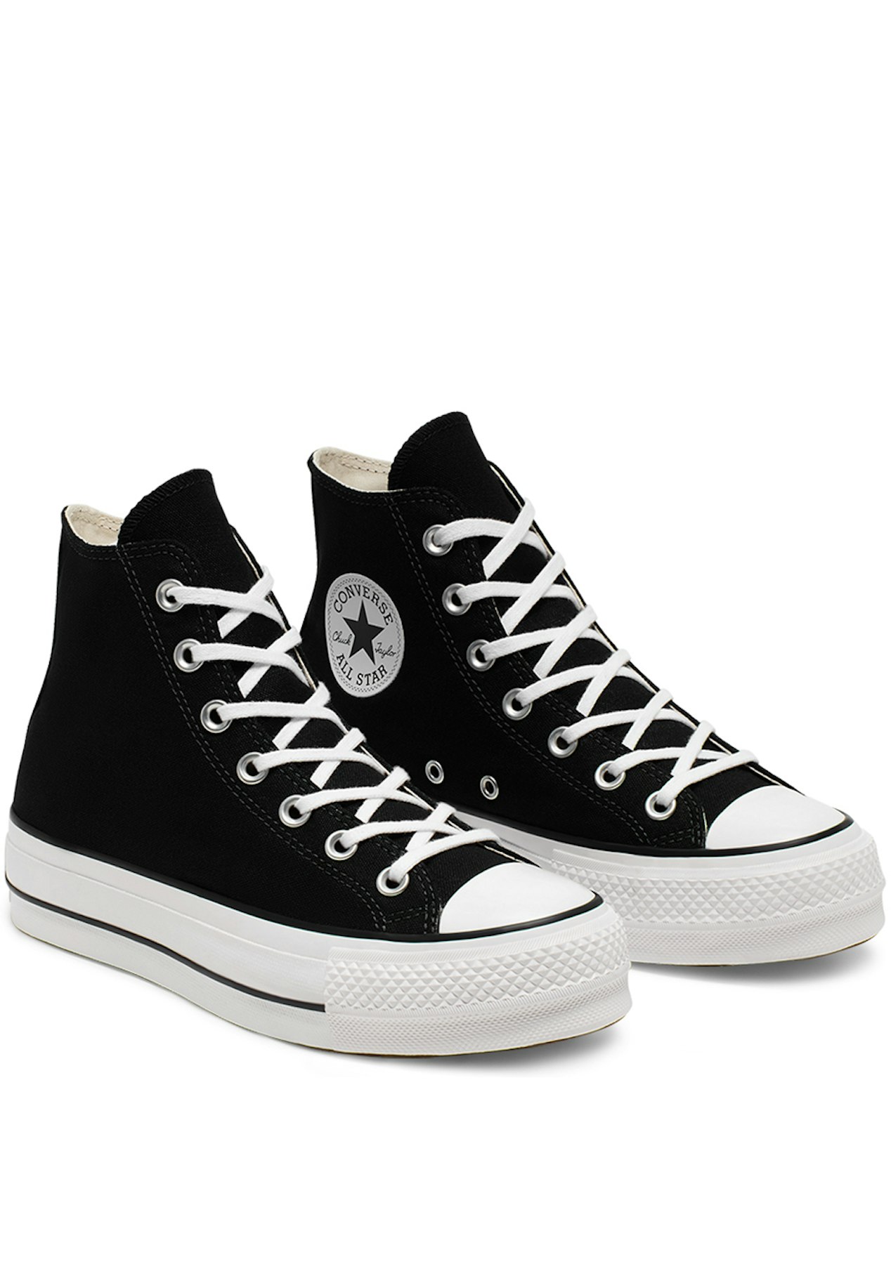 Converse - Womens Chuck Taylor All Star Platform Canvas High Top Sneaker -  Black/White/White - Onceit