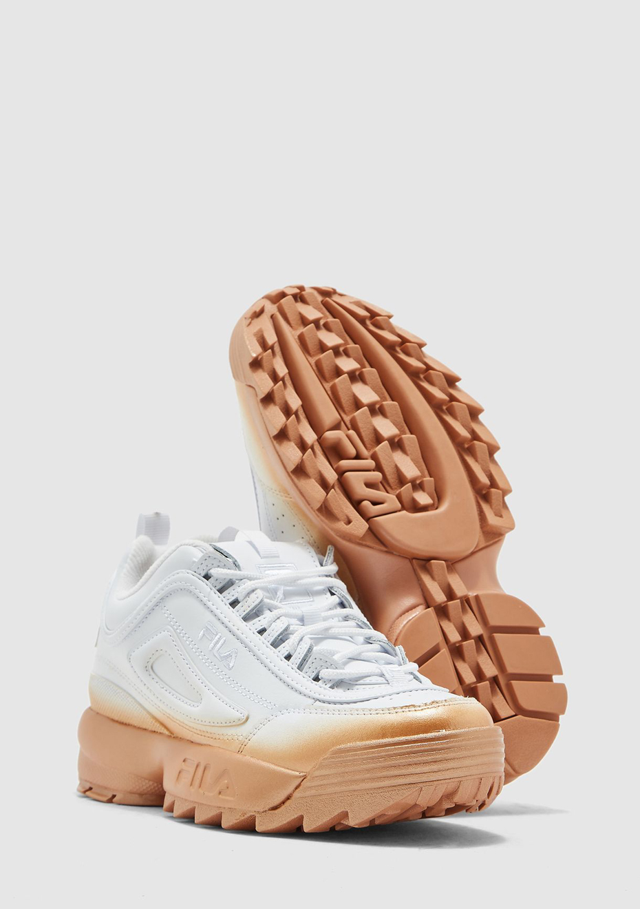 white and rose gold filas
