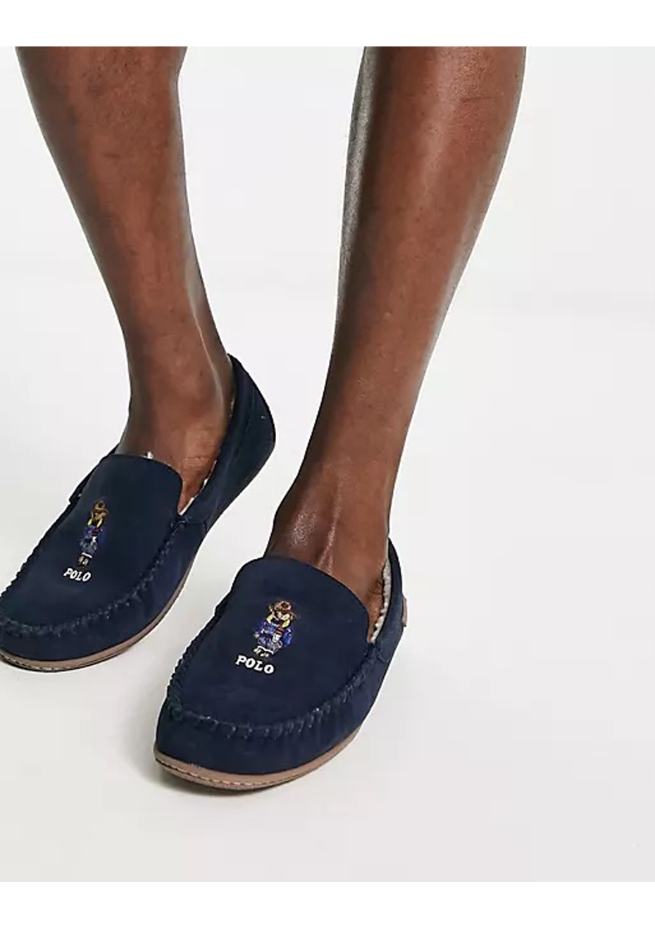 Polo Ralph Lauren DECLAN BEAR Mens Moccasin Slippers Black | Shuperb.com