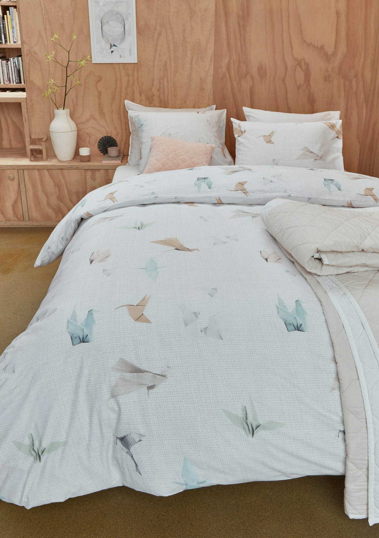 Bedding House Origami Birds Cotton Quilt Cover Set King Bed