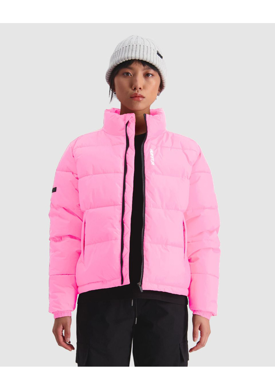 hot pink huffer jacket