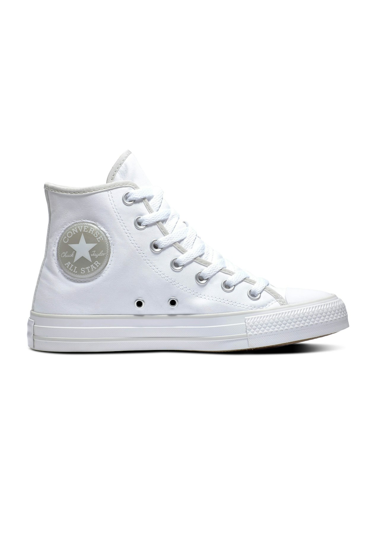 Converse - Womens Chuck Taylor All Star High Top Sneaker Millenium Glam -  White/Light Bone/White - Onceit
