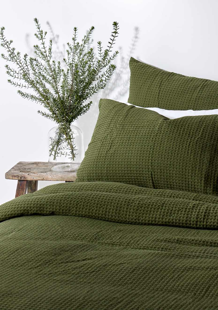 green waffle duvet cover