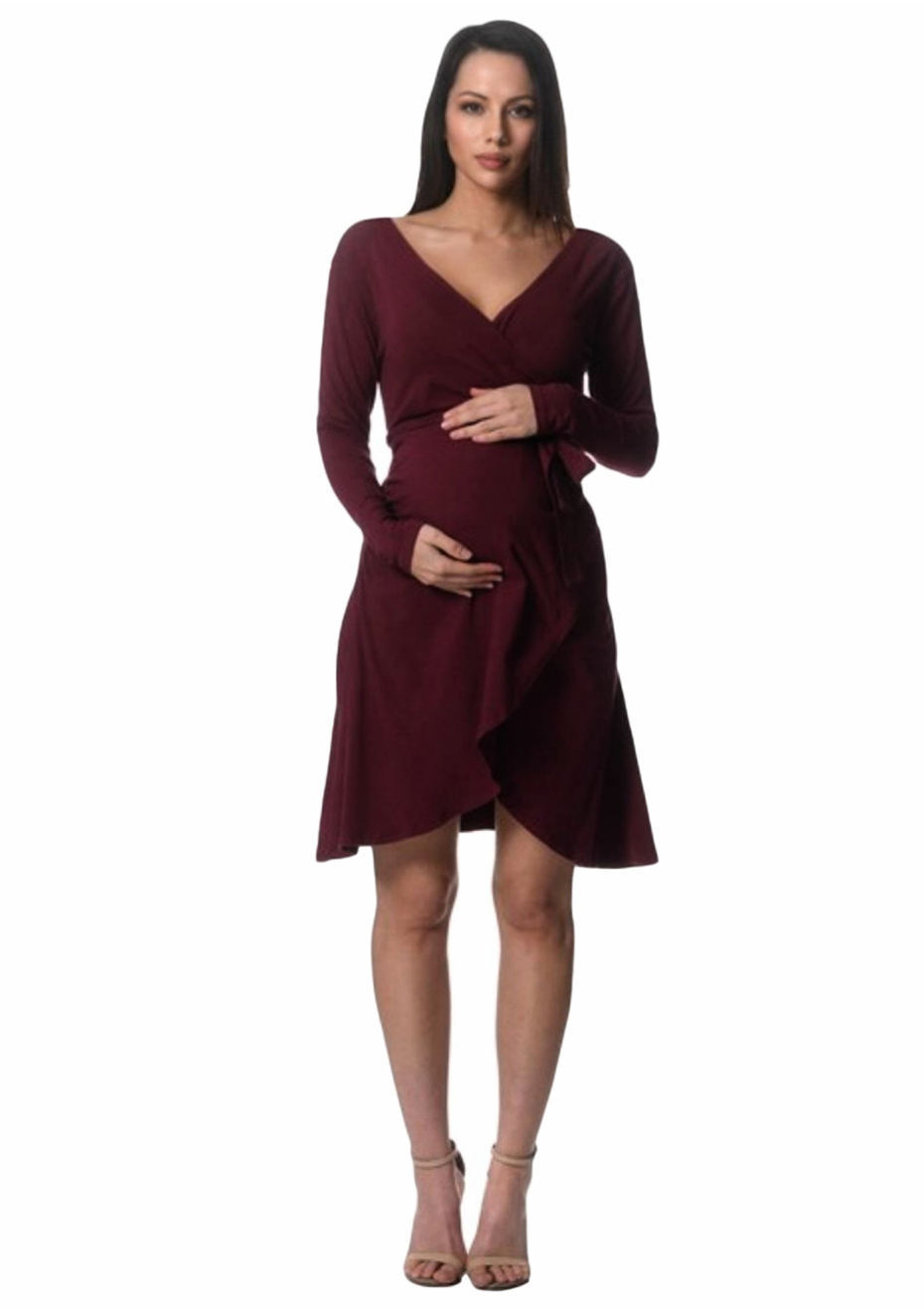 wine red wrap dress