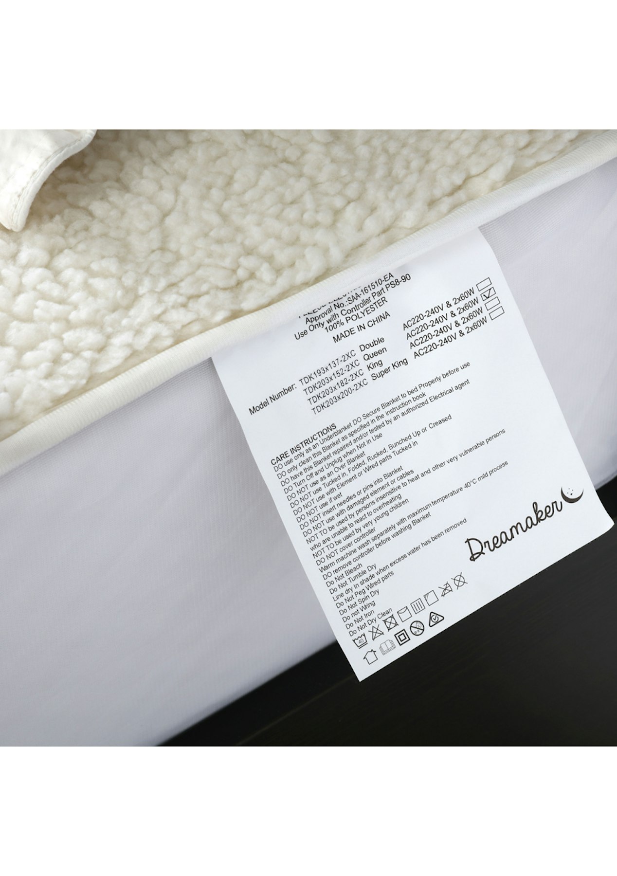 Dreamaker 350 Gsm Fleece Top Electric Blanket King Single Bed