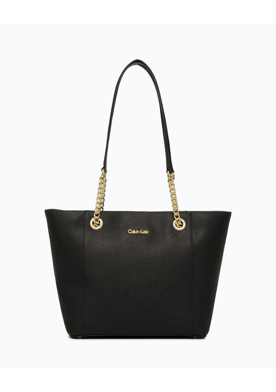 calvin klein black purse with gold chain