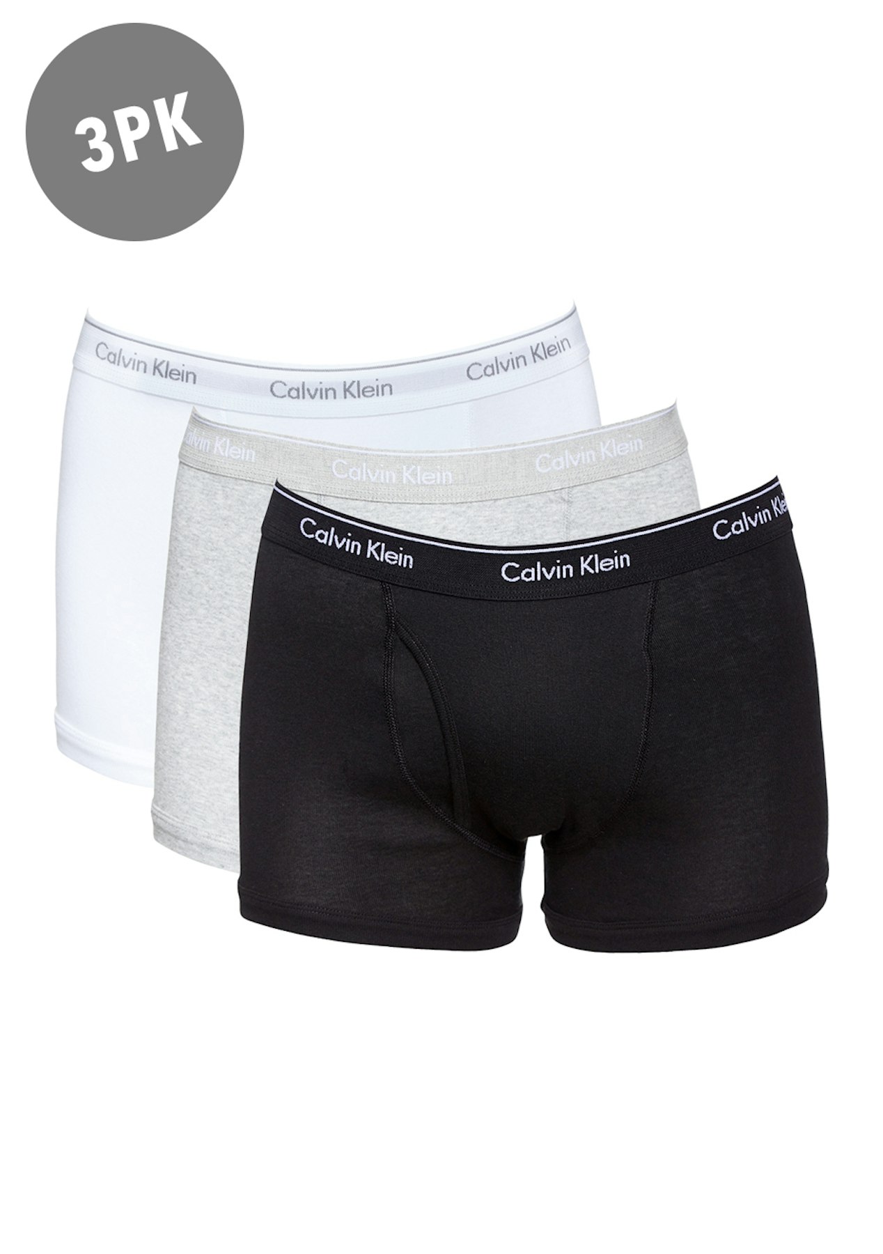 Calvin Klein - Mens Cotton Classics 3Pk Trunk - Black/Grey/White - Onceit