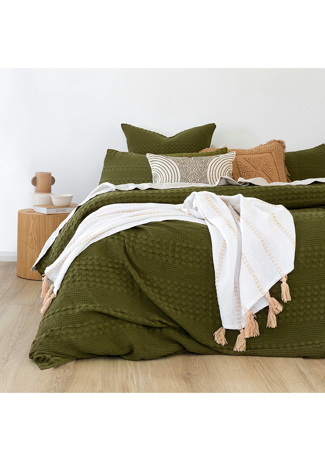 Bambury Queen Bed Heath Quilt Cover Set Green 1 Shipping
