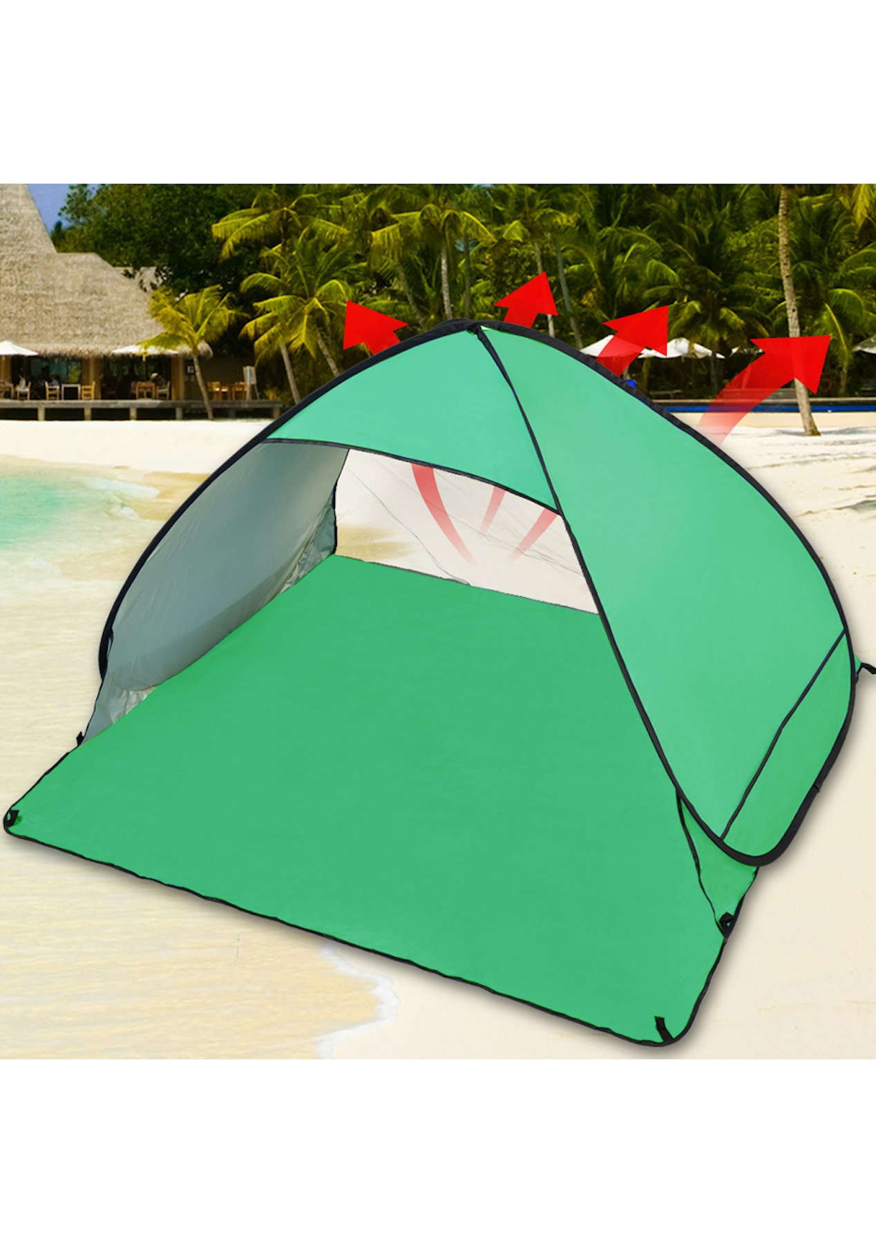 2 Person Pop Up Beach Shelter in Green Colour - Onceit