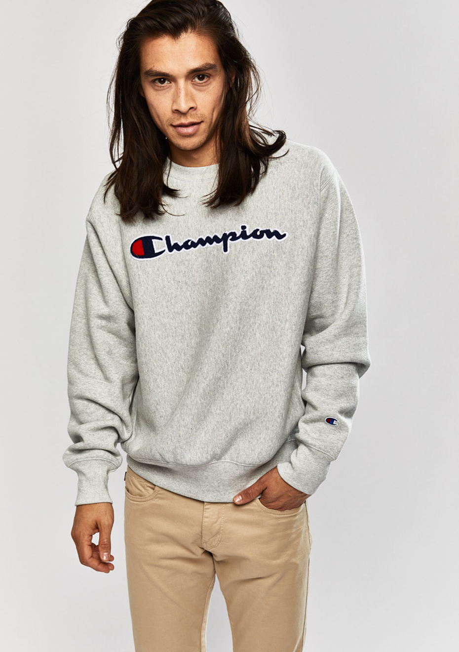 champion reverse weave chenille script pullover hoodie