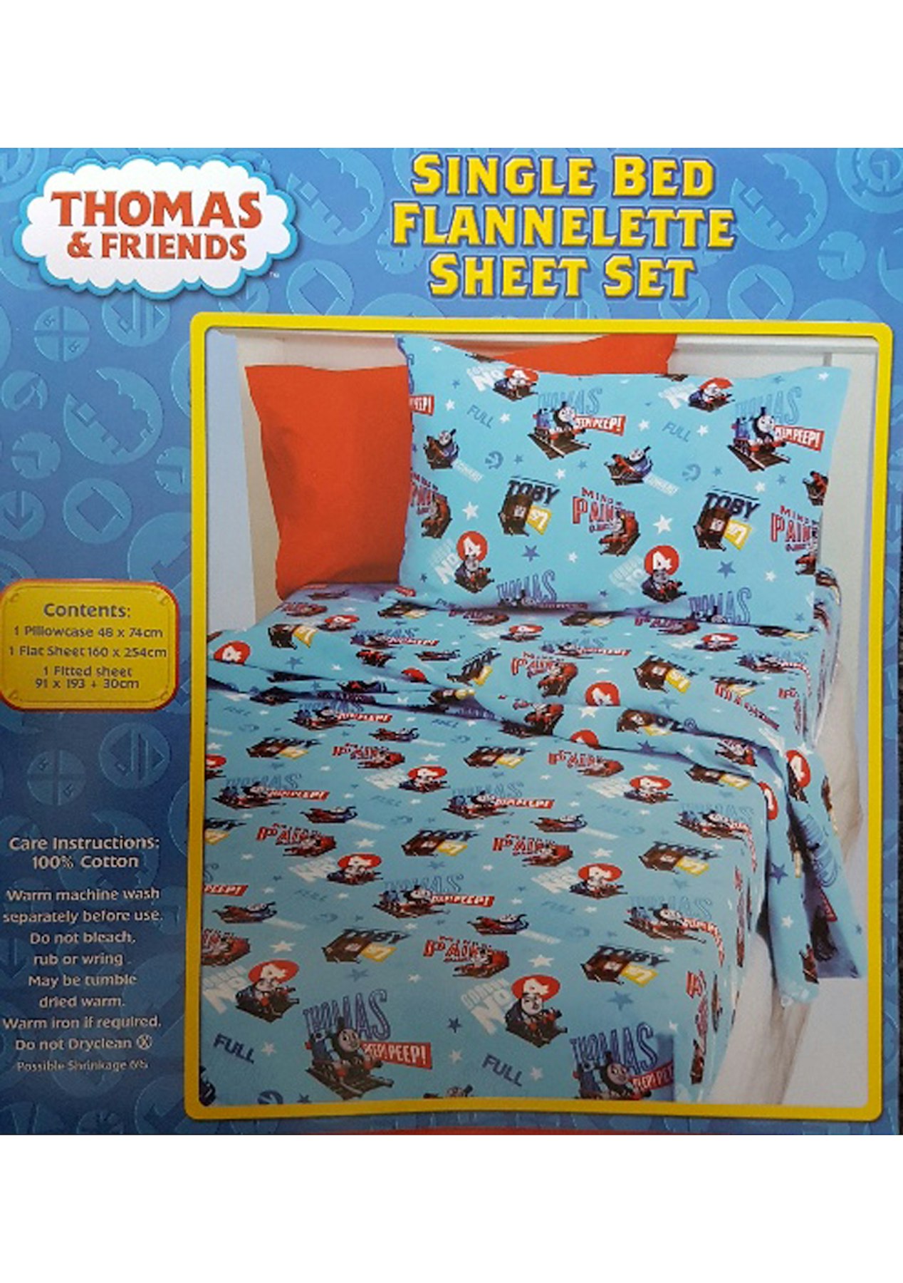Thomas The Tank Engine Flannelette Sheet Set Single Grey Kids