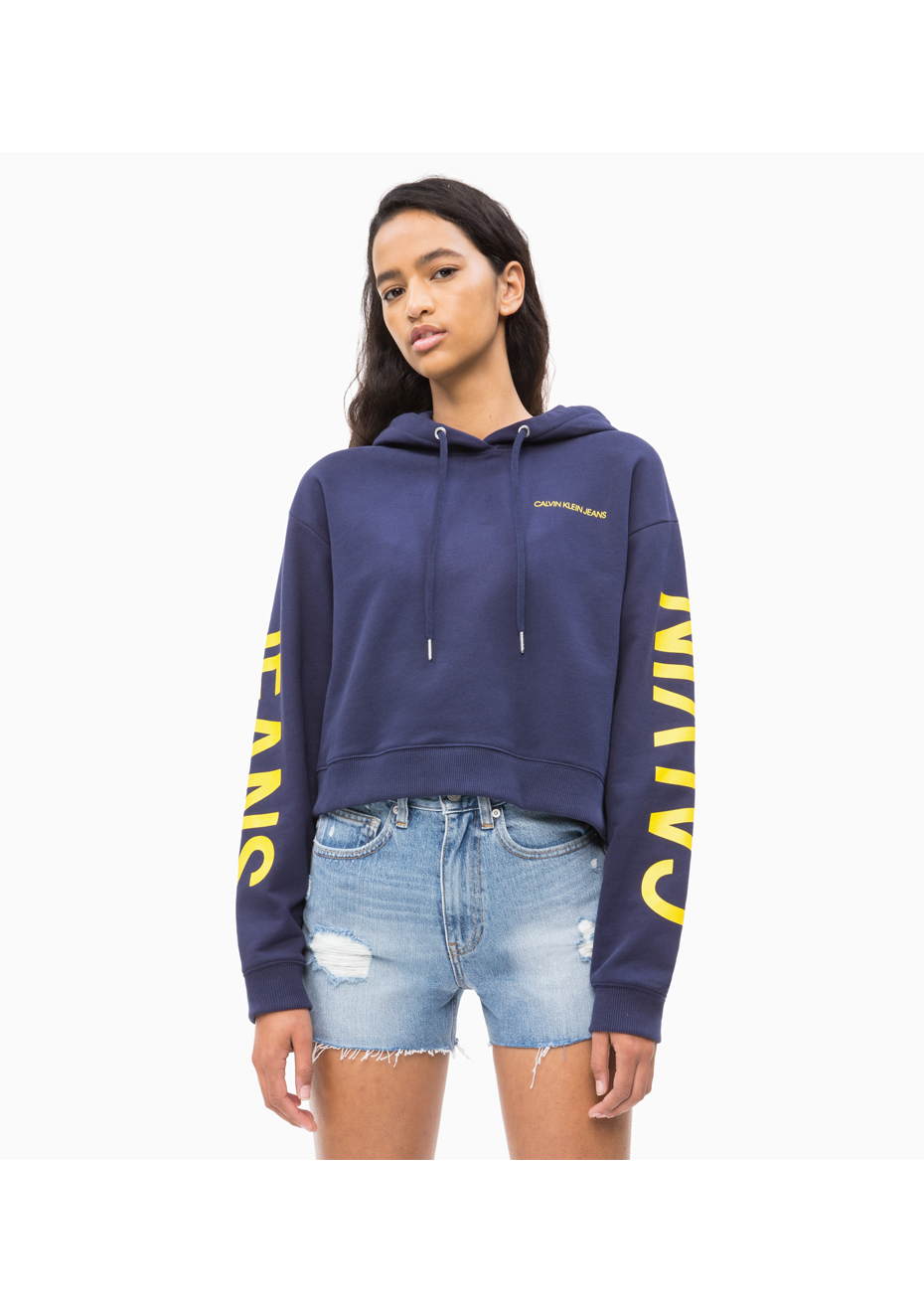 calvin klein cropped institutional hoodie