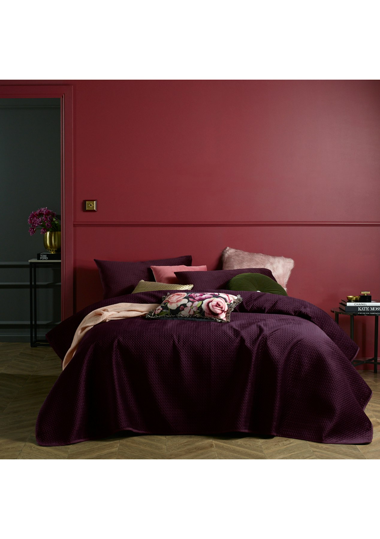 Accessorize Coco Velvet Purple Coverlet Set King Bed The