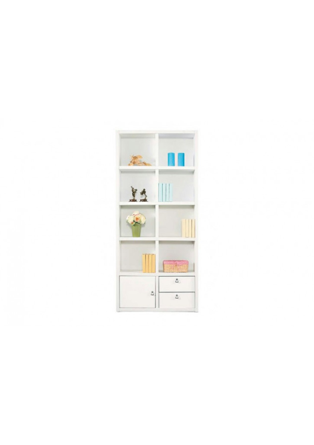 White Bookcase Type B With Drawers Cupboards Season End
