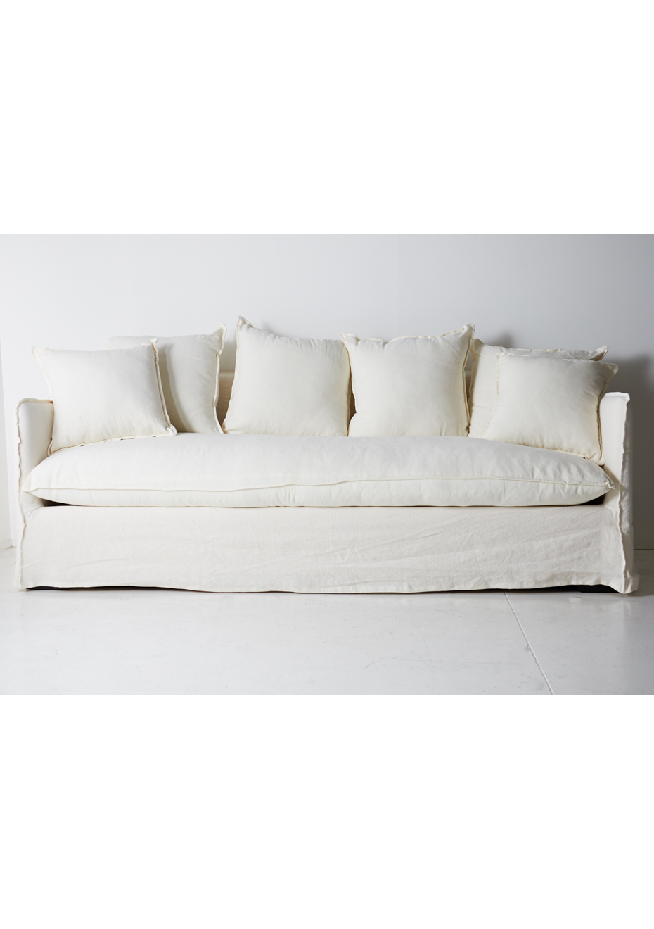 off white linen couch