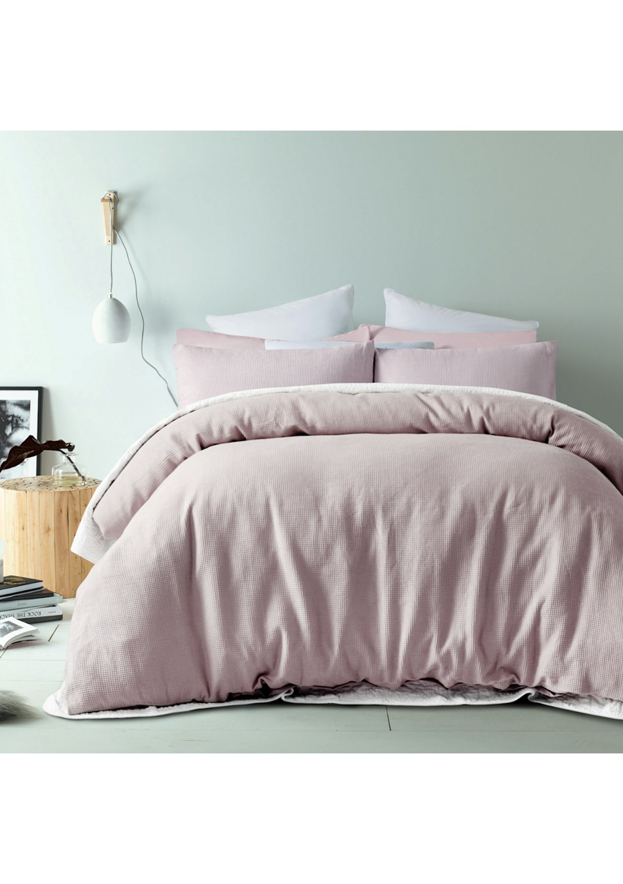 Accessorize Blush Waffle Linen Cotton Quilt Cover Set Single Bed