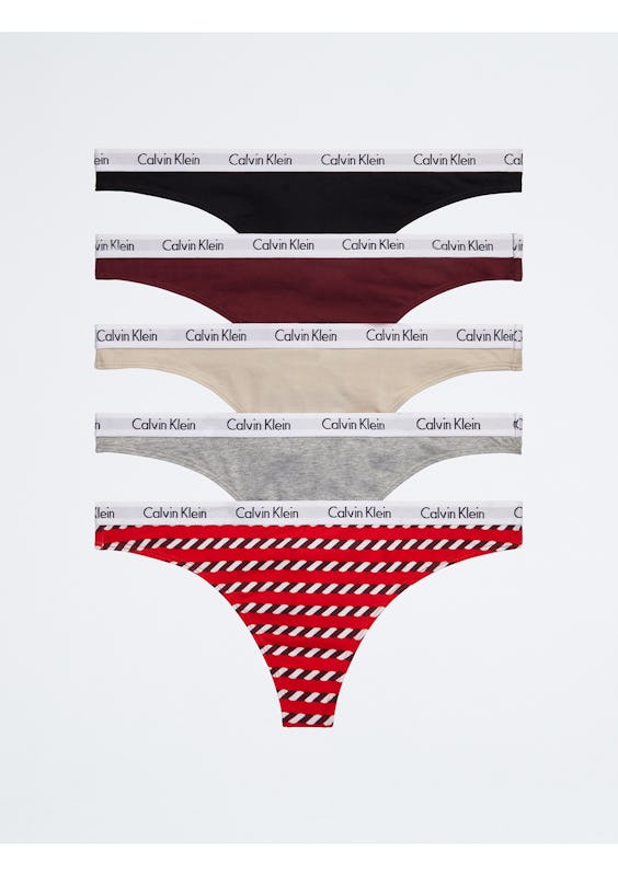 Calvin Klein - Carousel Thong 5Pk Blue/Rouge/Peyote/Black - Onceit