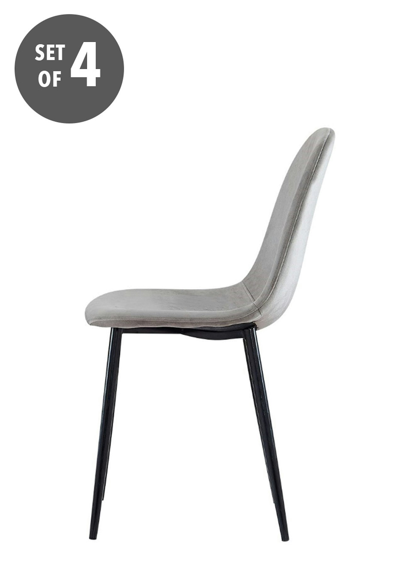 Velvet Dining Chair - Grey Set Of 4 - Onceit