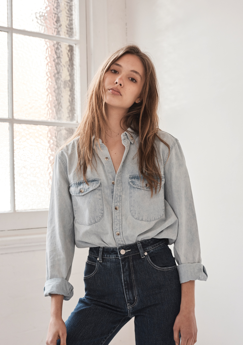 bleached denim shirt womens