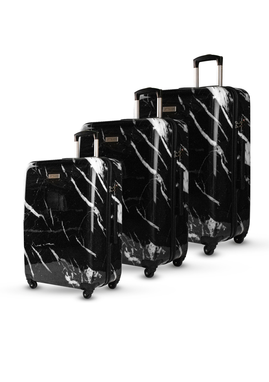 black marble luggage set