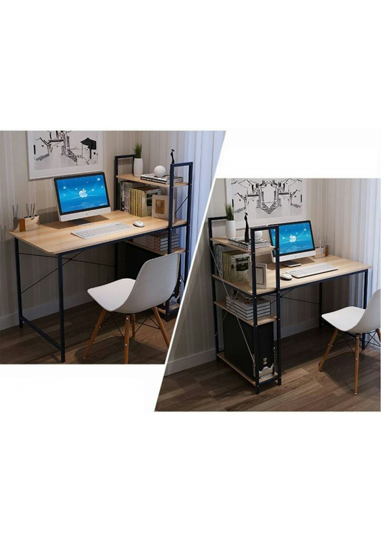 Computer Study Desk With Bookshelf Black Lounge Living