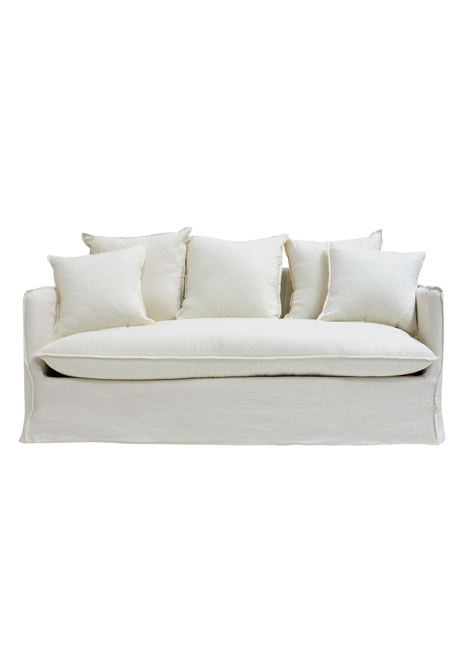 off white linen couch