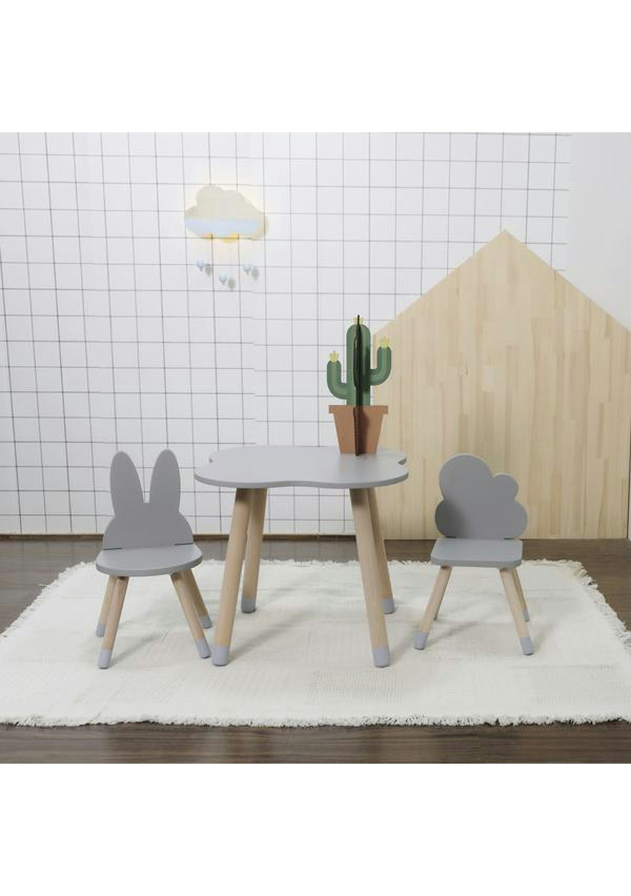 Mini Me Grey Fun Wooden Kids Table Chairs Mini Me Kids