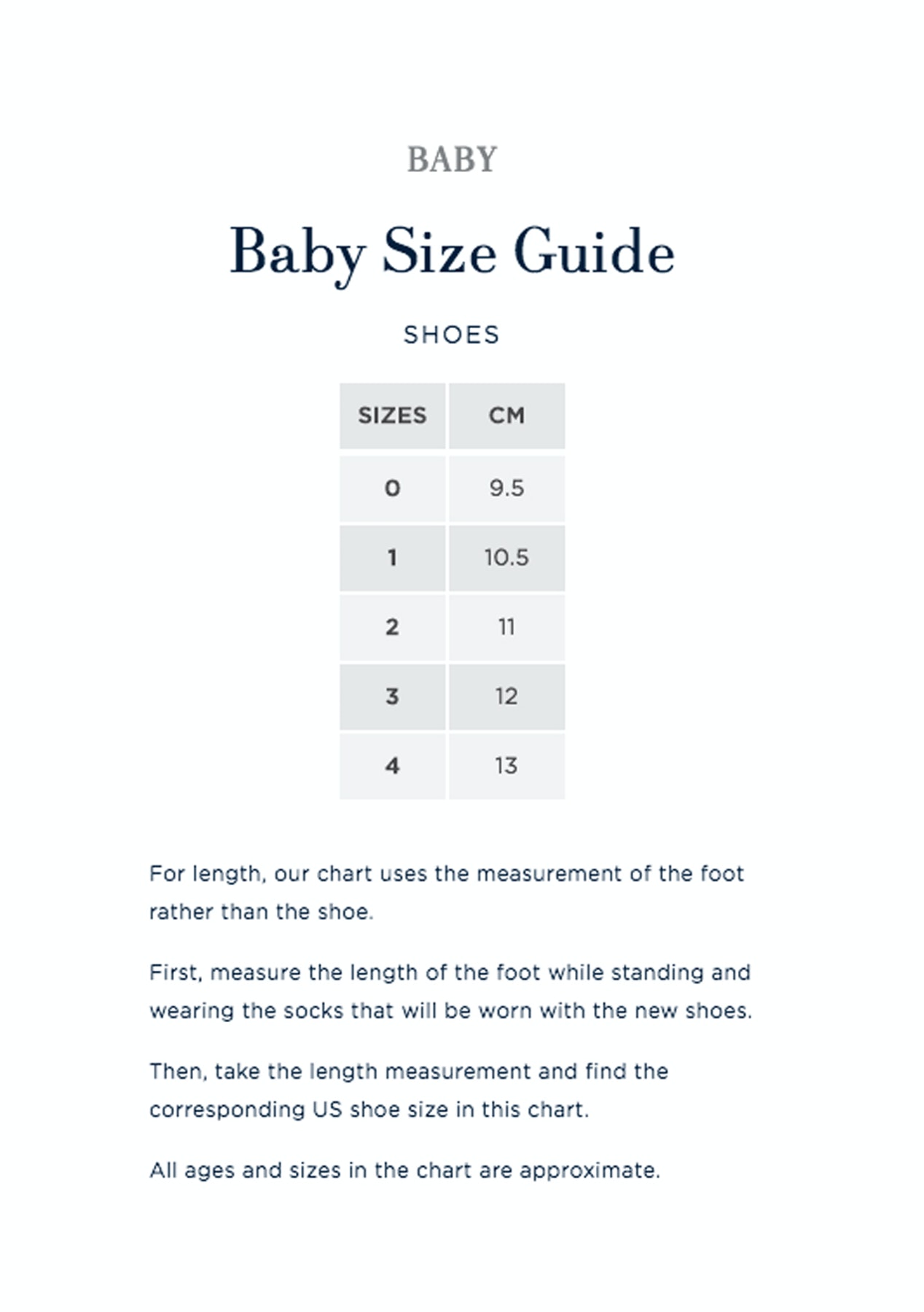 polo shoes size chart